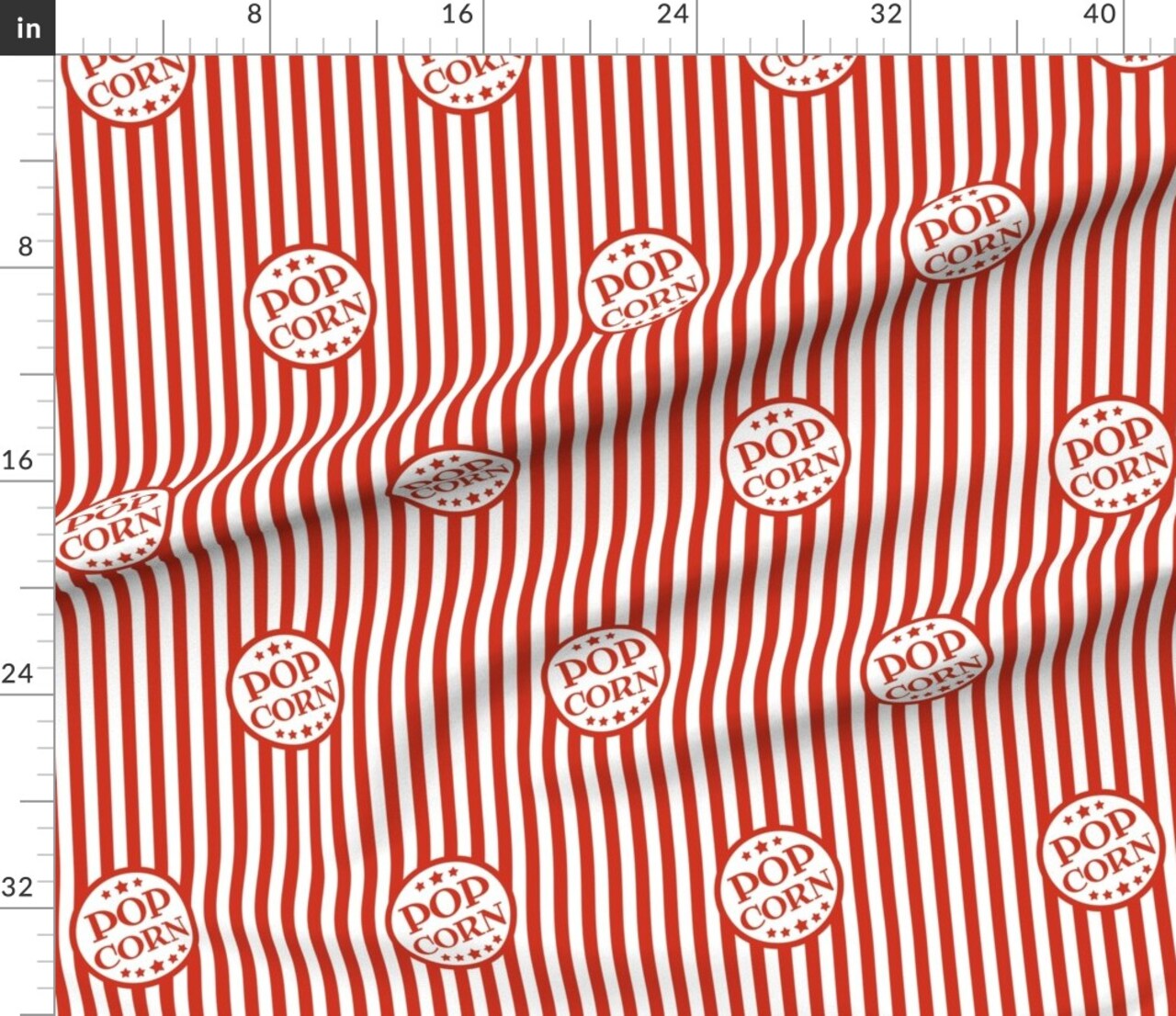 Popcorn, Movie, Box, Stripes, Red, White, Theater, Vintage, Fair, Circus Custom Printed Fabric by Spoonflower Various Fabrics by the Yard or Fat Quarter